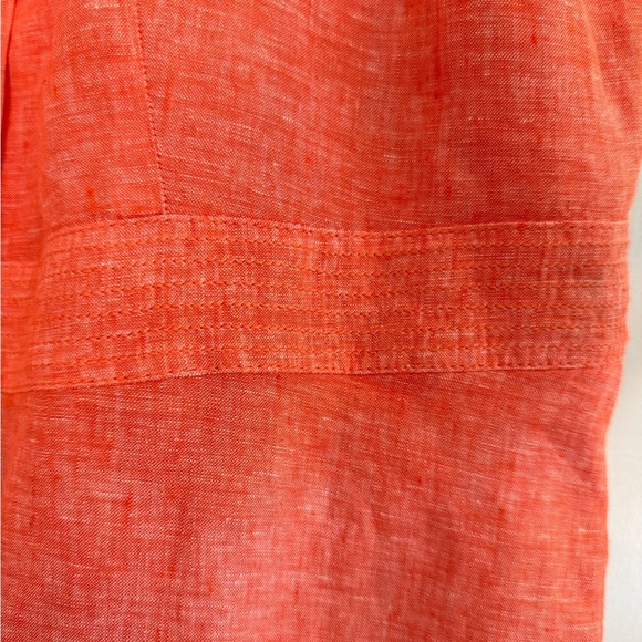 Talbots Square Neck Orange Linen Fit & Flare Dress Classic Minimalist - Picture 5 of 13